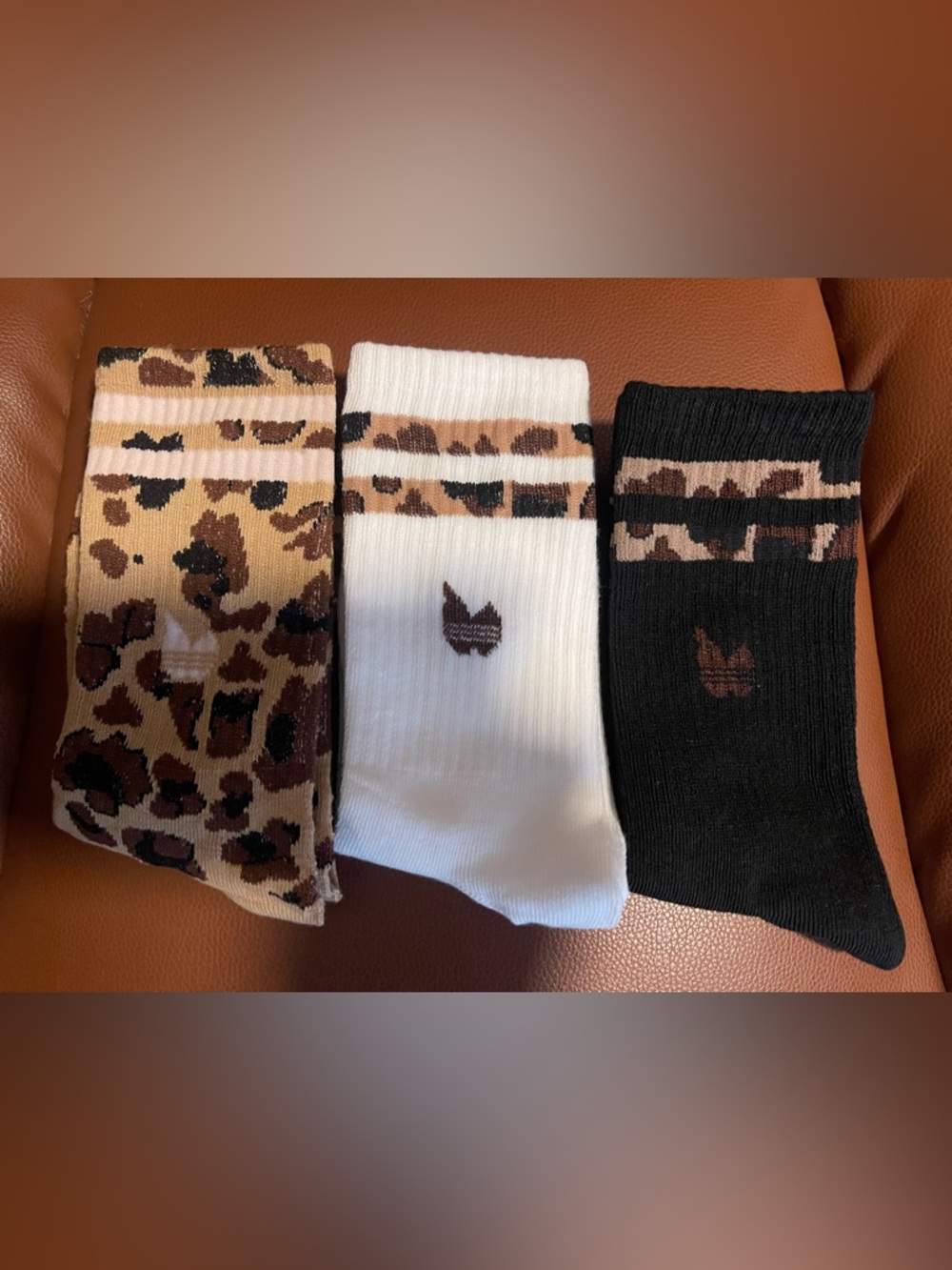 3-pack Men's Athletic Crew Socks-  Black, White, & Leopard- Brand New